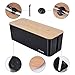 2 Pack Large Cable Management Box – Wooden Style Cord Organizer Box and Cover for TV Wires, Computer, Router, USB Hub and Under Desk Power Strip – Safe ABS Material and Baby-Pets Proof Lock (Black)