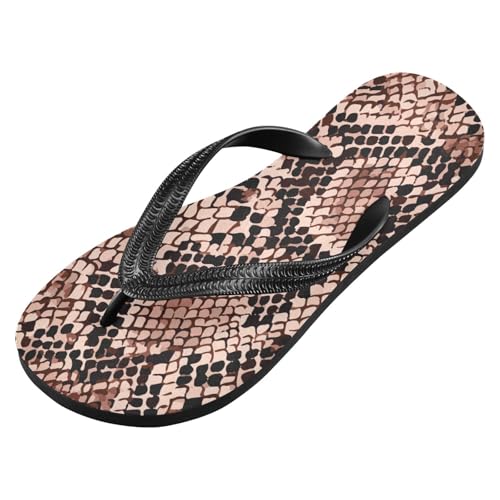 Women's Flip Flop Sandals Casual Summer Sandal, Mens Flip Flops for Beach Outdoor-Snake Skin Brown Print2