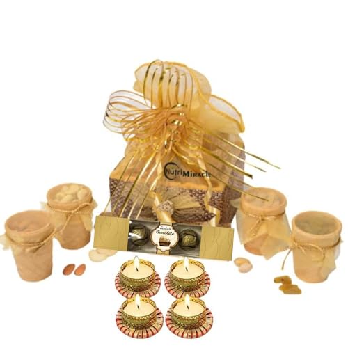 NUTRI MIRACLE Eco-Friendly Dry Fruits and Chocolate Hamper with D...