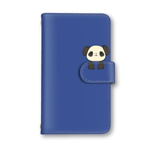 スマ通 BASIO4 (KYV47) 対応 ケース 手帳 タイプ スマホケース カード収納付き 本革 アニマル ぱんだ パンダ 横置き ストラップ穴 多機能 おしゃれ ベイシオ4用 (M6.ブルー×ぱんだ) color_design_002-6