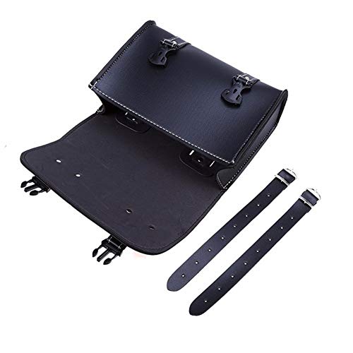 Luixxuer Motorcycle Side Bag ATV UTV Tool Bag, Universal PU Leather Waterproof Fork Bag Luggage Saddlebags Handlebar Rear Bag Sissy Bar Storage Tool Bag (Black)