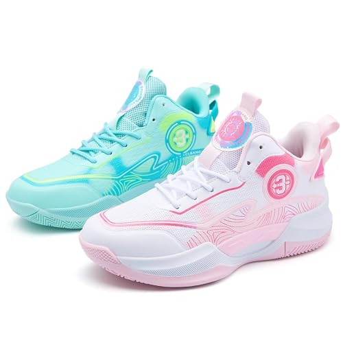 Los zapatos de baloncesto for hombre son ligeros, antideslizantes, resistentes al desgaste, botas entrenamiento for deportes aire libre que absorben los golpes Zapatos para caminar(Pink Moon,39 EU)