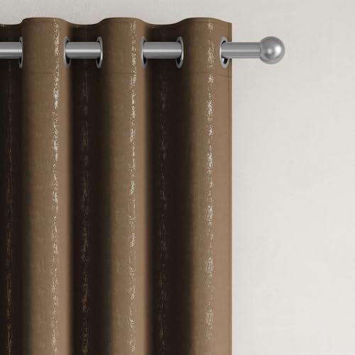 Image of Wakefit Jacquard Room Darkening Curtain | Light Blocking Upto 70% | (7 x 3.9 ft) | Door Curtain | Set of 2 | Reduces Noise | Machine Washable | Smash |Stripe Light Brown