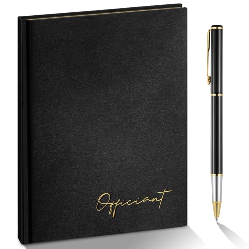 Engrowtic Black Wedding Officiant Book with Black Ink Pen...