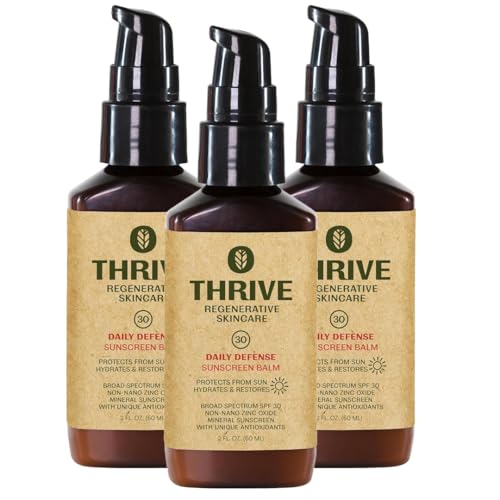 Image of Thrive Natural Care Moisturizing Mineral Face Sunscreen SPF 30, 2 Ounces, Lightweight Moisturizer Broad-Spectrum Natural Face Sunblock with Clear Zinc Oxide & Antioxidants, Vegan Non Greasy, Pack of 3