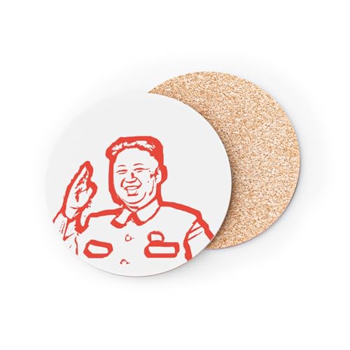 sous Verre Ronds Base Liège- Kim Jong Un Dictateur Coree du Nord Communiste - 1 unité (95 x 95 mm)