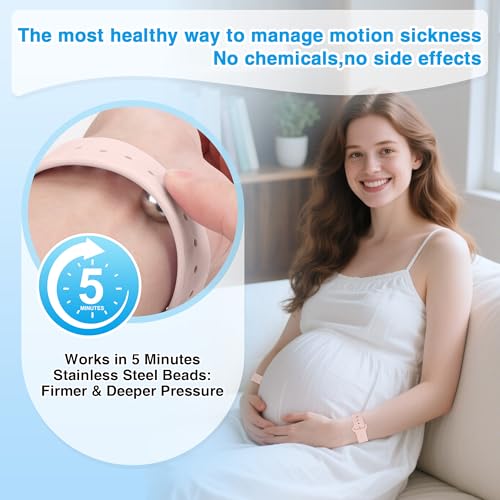 Image of Motion Sickness Bracelets for Travel: Anti Nausea Wristband for Morning Sickness - Sea Sickness Wristbands for Car Boat Air - Nausea Bands for Natural Motion Sickness - for Adults and Kids