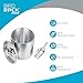 BIRDROCK HOME Ice Bucket with Scoop & Lid - 2.8 Liter Hammered 18/8 Stainless Steel Double Wall Insulated Container with Carrying Handle - Ideal for Parties, Cocktails, and Beverages - Silver