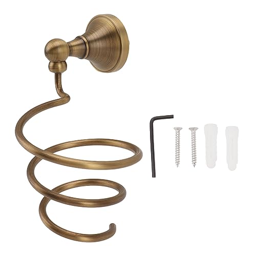 Tyenaza Hair Dryer Holder, Hair Dryer Rack, Wall Mounted Copper Hair Dryer Storage Holder Spiral Hair Care Tools Hanger for Home Bathroom Hair Salon