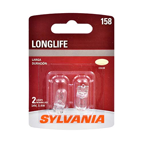 SYLVANIA - 158 Long Life Miniature - Bulb, Ideal for Interior Lighting - Trunk, Cargo and License Plate (Contains 2 Bulbs)