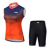 Uriah Women's Cycling Vest Shorts Set Reflective with 3D Gel Padded Orange Blue Size M