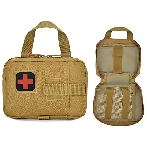 QIYUANT MOLLE First Aid Bag, Tactical EMT IFAK Rip-Away Utility Pouch Detachable Survival Emergency Medical Pouch Empty for Home Outdoor Hunting Car Fishing Hiking Camping Coyote Cover