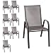 Produktbild Wohaga® 8er Set Stapelstuhl 'New York', Textilenbespannung Anthrazit, Stahlgestell pulverbeschichtet, stapelbar, Gartenstuhl