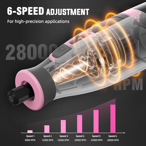 Katerk Cordless Rotary Tool, 4000mAh Battery, 6-Speed Variable 28000RPM, Rotary Tool Kit with 70 Accessories Engraving Pen for Sanding, Polishing, Drilling, Etching, Grinding, Wood Carving - Image 3