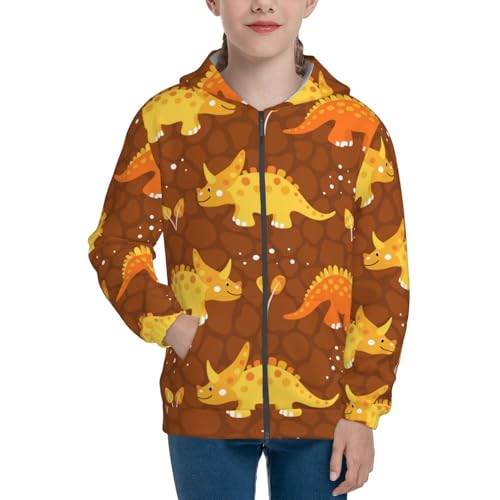 Dinosaurs and Leaves Kid Hoodies Boys Zip Up Sweatshirts Girls Pullover with Pocket3