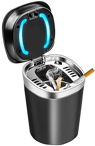 Cendrier de Voiture, Cendrier Portable à LED avec Couvercle pour Voiture, Maison, Bureau et Voyage