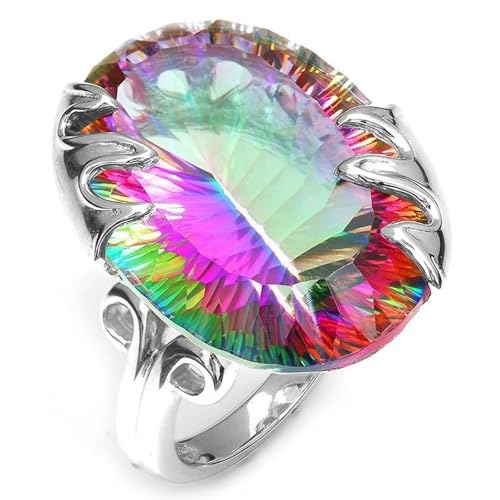 Bague strass arc-en-ciel au design géométrique et finitions vintage