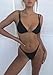 Women's Sexy Micro Thong Bikini Bottom Padded Top Triangle Bikini Bathing Suit Black S