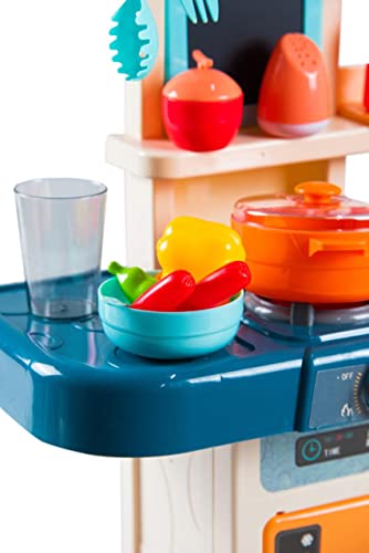 Cozinha Infantil Brinquedo Com Água Luz Som Fumaça 42 Peças BH STORE (Azul)