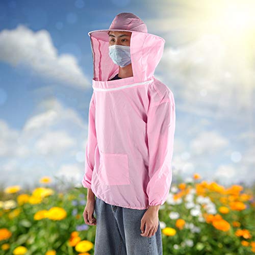 Zerodis Imker-Schutzschleierjacke, Atmungsaktiver Bienenanzug, Rosa, Outdoor-Bekleidung für Imkerbedarf (Rosa)
