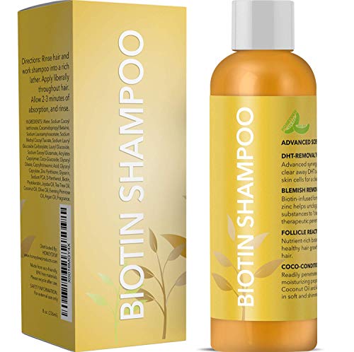 All Natural Biotin Shampoo for Hair Growth & Hair Loss - Conditioning Thinning Treatment Shampoo for Men & Women with Vitamin B5 & Zinc - DHT Blocking Formula - Sulfate Free - Safe for Colored Hair