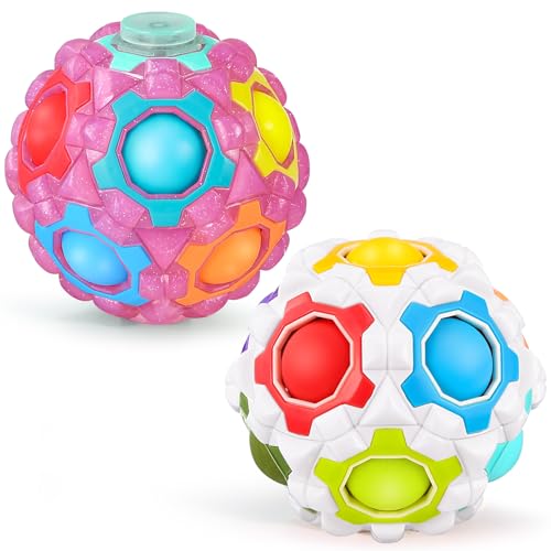 Cofvetia 2 Piezas Bola de Arcoiris, Magic Puzzleball Rotable, Juego de Rompecabezas para Niños como Regalo, Juguete Educativo para Mejorar Atención y Habilidades de Pensamiento