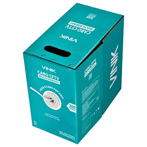 CABO MULTICAMERAS 4 PARES TRANÇADOS 24AWG CCA 0,49MM P/CFTV 300 METROS BRANCO – VINIK