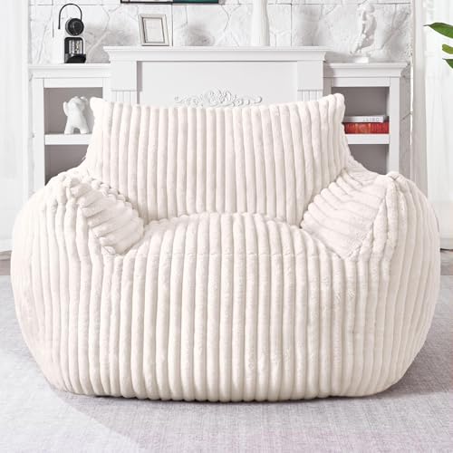 Image of HABUTWAY Comfy Floor Sofa Giant Plush Reading Chair Indoor Cozy Couch with Armrests Oversized Couch Upholstered Boneless Sofa Portable Cloud Couch Accent Chair for Living Room, Bedroom (Beige)