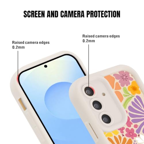 Vxinvnoi Etui ze sznurkiem do Samsung Galaxy S25 5G, estetyczny wzór kwiatowy rysunek dziewczyna etui na naszyjnik smycz smycz etui, cienkie silikonowe etui odporne na wstrząsy do Samsung S25, beżowe
