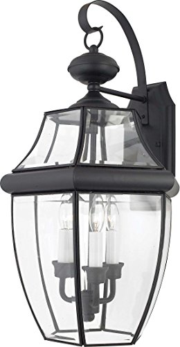 Quoizel NY8318K Newbury Outdoor Wall Lantern Wall Mount Lighting, 3-Light, 180 Watts, Mystic Black (23"H x 12"W)