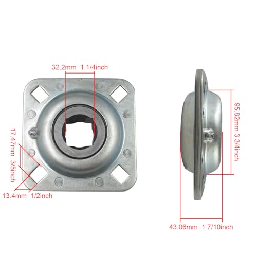 Quueparts FD209RM Flanged Disc Bearing FD209-1.1/8SQ 1-1/8" Square Bore Compatible with White Tractor W238799B 238799B Kewanee B2725 Rep FD209 FD209R DHU1-1/8S-209 DHU118S209 by Quueparts - Image 2