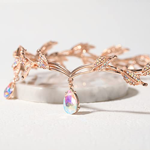 Sweetv Tiaras And Crowns For Women, Wedding Tiara For Bride, Elf Cosplay Crown, Leaf Fairy Costume Headband, Princess Hair Accessories For Prom Photoshoot Halloween, Multicolored #TOP4