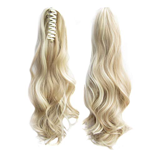 Beauty Wig World 20 Inch Curly Synthetic Clip in Claw Ponytail Hair Extension Synthetic Hairpiece Jaw Clip Claw in-14/613