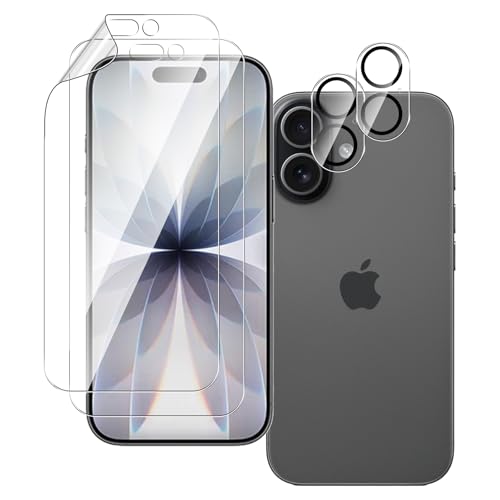 QULLOO Hydrogel Schutzfolie für iPhone 17, 2+2 Stück Weich TPU Displayfolie + Kameraschutz für Panzerglas, Displayschutzfolie Anti-Fingerabdruck Folie Displayschutz