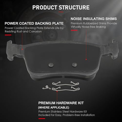 Image of cciyu D914 & D1878 Front & Rear Ceramic Disc Brake Pads Kit For Honda Civic 2016-2021