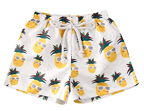 Styles I Love Baby Toddler Beach Yellow Pineapple Swim Shorts Bathing Suit Beach Pool Swimwear Little Boy Swim Trunks, 18-24 Months