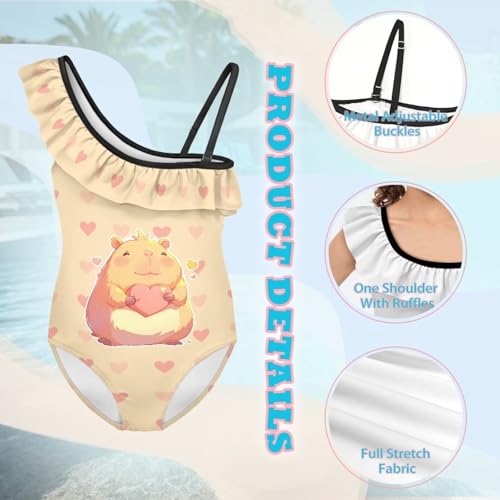 Image of Girls Swimsuit One Piece Ruffle Swimsuit Non-Slip Straps UPF 50+ for Girls Size 3-14 Years