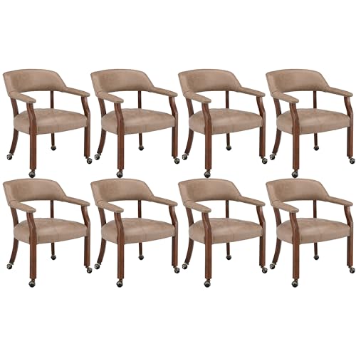 LEEMTORIG Rolling Dining Chairs with Arms