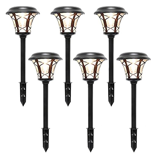 MAGGIFT 6 Pack 25 Lumen Solar Powered Pathway Lights, Super Bright SMD LED Outdoor Lights, Stainless Steel & Glass Waterproof Light for Landscape, Lawn, Patio, Yard, Garden, Deck Driveway, Warm White
