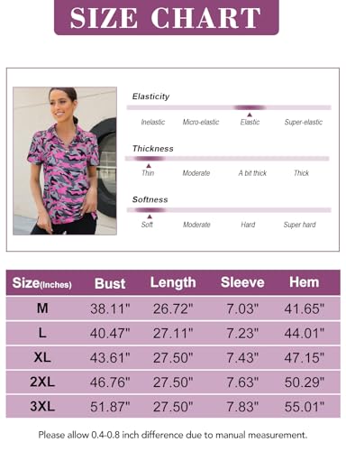 Viracy Short Sleeve Polo Women, Womens Golf Polo Shirts 1/4 Zip Up Short Sleeve Moisture Wicking Workout Tops,Medium Pink Camouflage thumb #4