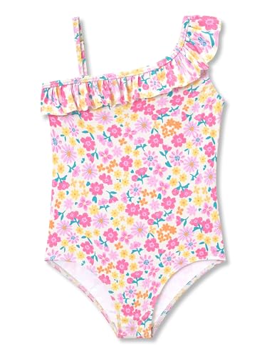 Image of Girls One Piece Swimsuits Adjustable Double Strap for Kids Palm Tree Print Toddler Bathing Suit Size 2T-10