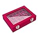Ivosmart 24 Section Velvet Glass Jewelry Ring Display Organiser Box Tray Holder Earrings Storage Case (Pink)