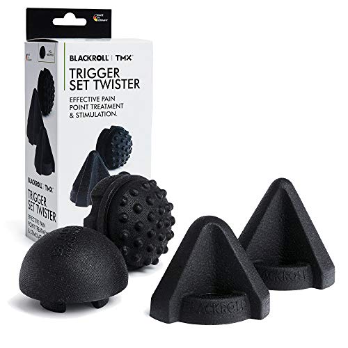 BLACKROLL® TRIGGER SET TWISTER (4-teilig), Triggerpunkt-Massagegeräte zur Behandlung punktueller Verspannungen, handliche Faszien-Massagegeräte mit Griff, ideal für Reisen, Made in Germany, Schwarz