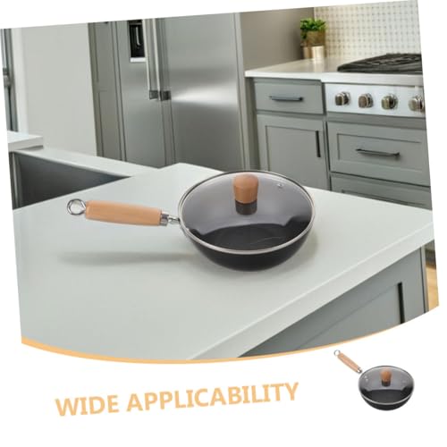 Wok de hierro fundido IMIKEYA con tapa y mango de madera miniatura 7