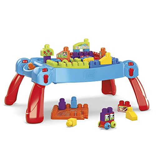 Mega Bloks Mesa Preescolar 3 en 1, Juguete con Bloques de construcción para bebé +1 año (Mattel CNM42)