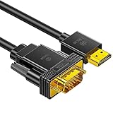 biaze 6ft HDMI to VGA Cable – 1080P HD Video Converter Cord for Laptop, TV Box, PS4, Monitor, Projector (Black, 1.8M)