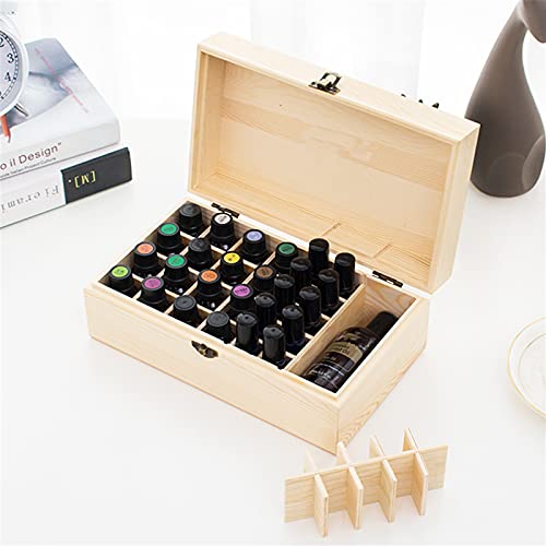 Holzsammlung Ätherische Öle Holzbox, 36 Löcher Aromatherapie Öle Flaschen Tragbar Tragen Organisator Multifunktions Geschenk Aufbewahrungsbox für Nagellack, Duftöle, Lippenstift und Parfümlagerung
