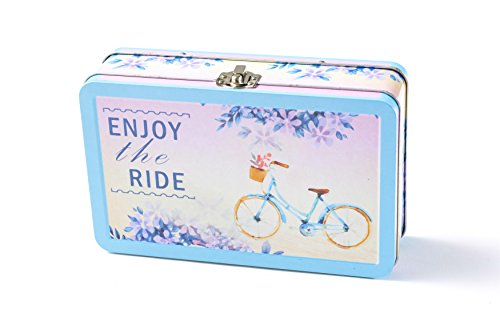 DAHO Metal Storage Box with Hinge for Office, School, Home, Makeup, Arts & Crafts and Accessories (Enjoy the Ride)