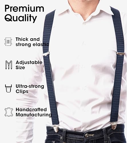 Image of PIERROT Men's Suspenders - One Size Adjustable and Elastic Suspenders for Men Trousers Heavy Duty with 4 Very Strong Clips