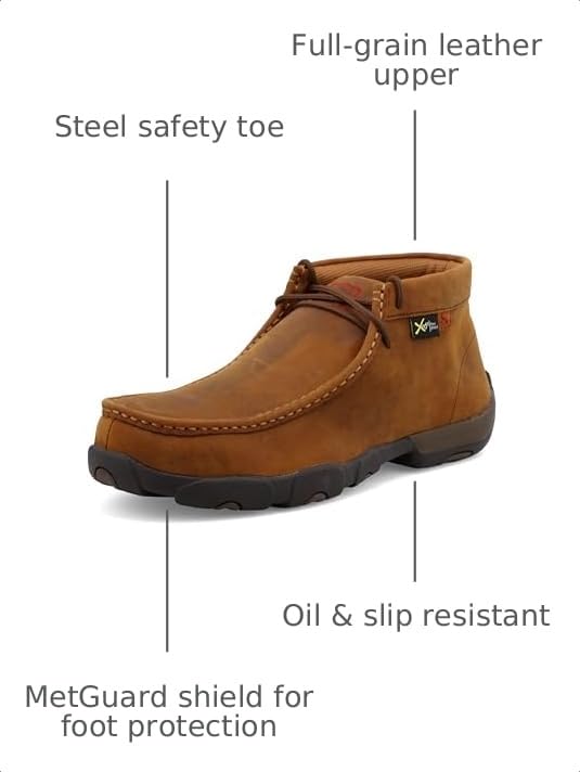 Image of Twisted X Men's Work Chukka Driving Moc, Moc Toe Steel Toe, Distressed Saddle